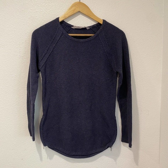 Athleta Varsity Side Zippers Sweater Blue Size XSmall - Picture 1 of 8
